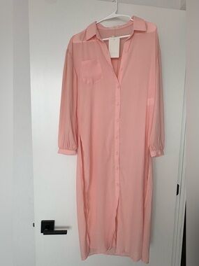 Luna Long Button-Front Shirt Dress